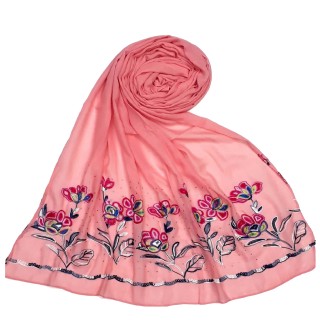 Designer Ari Diamond Cotton Stole - Baby Pink 